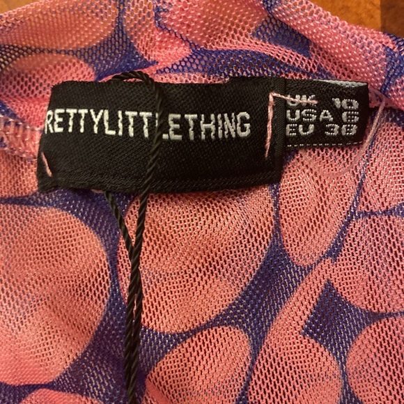 Pretty Little Things Size 6 Women’s MIDI Dress Dotty Mesh Long Sleeve Bodycon - Picture 5 of 11